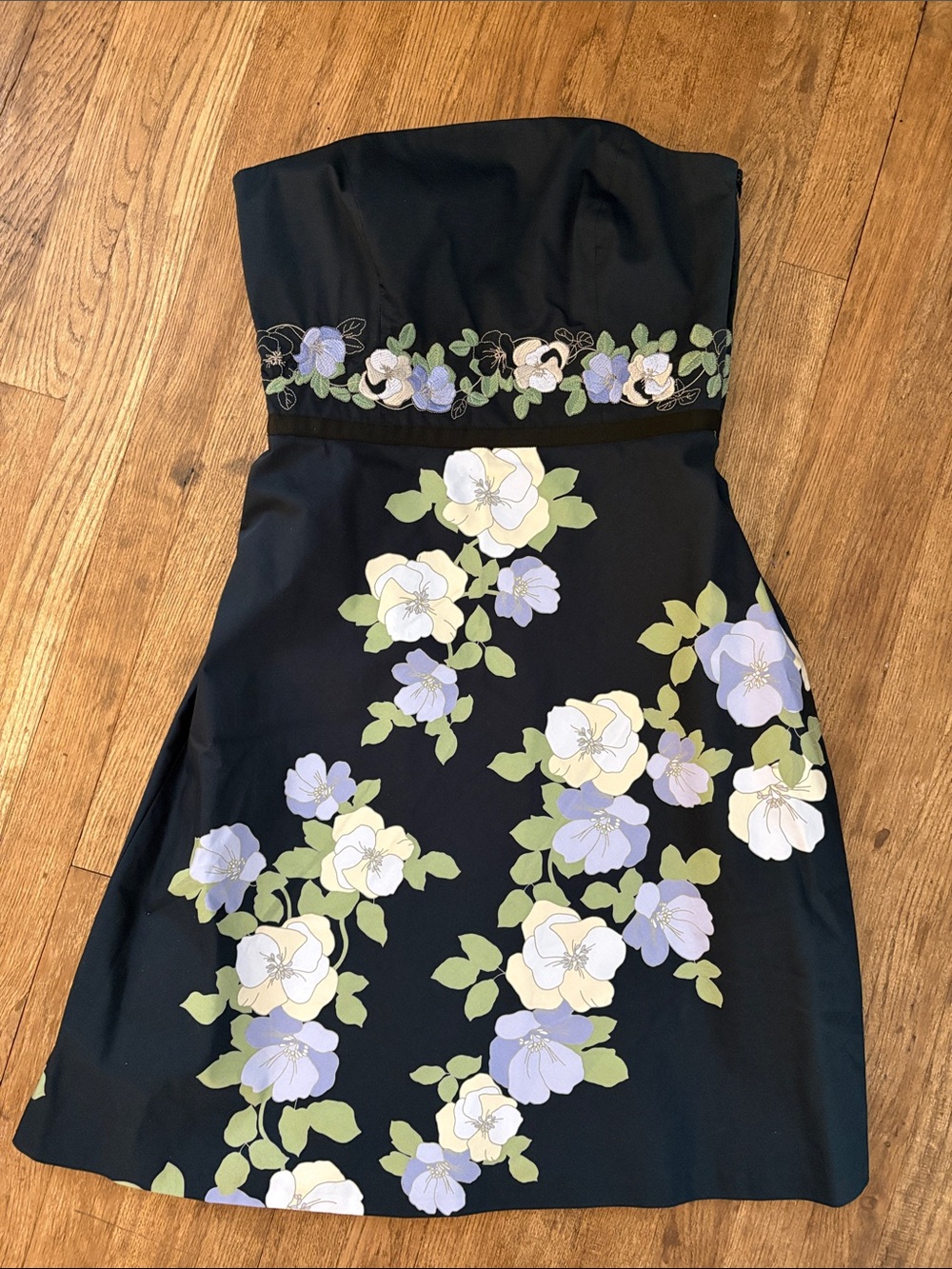 LOFT Navy Petite Dress with Subtle Satin Trim